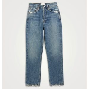 AGOLDE Riley High-Rise Straight-Leg Cropped Jeans in Frequency